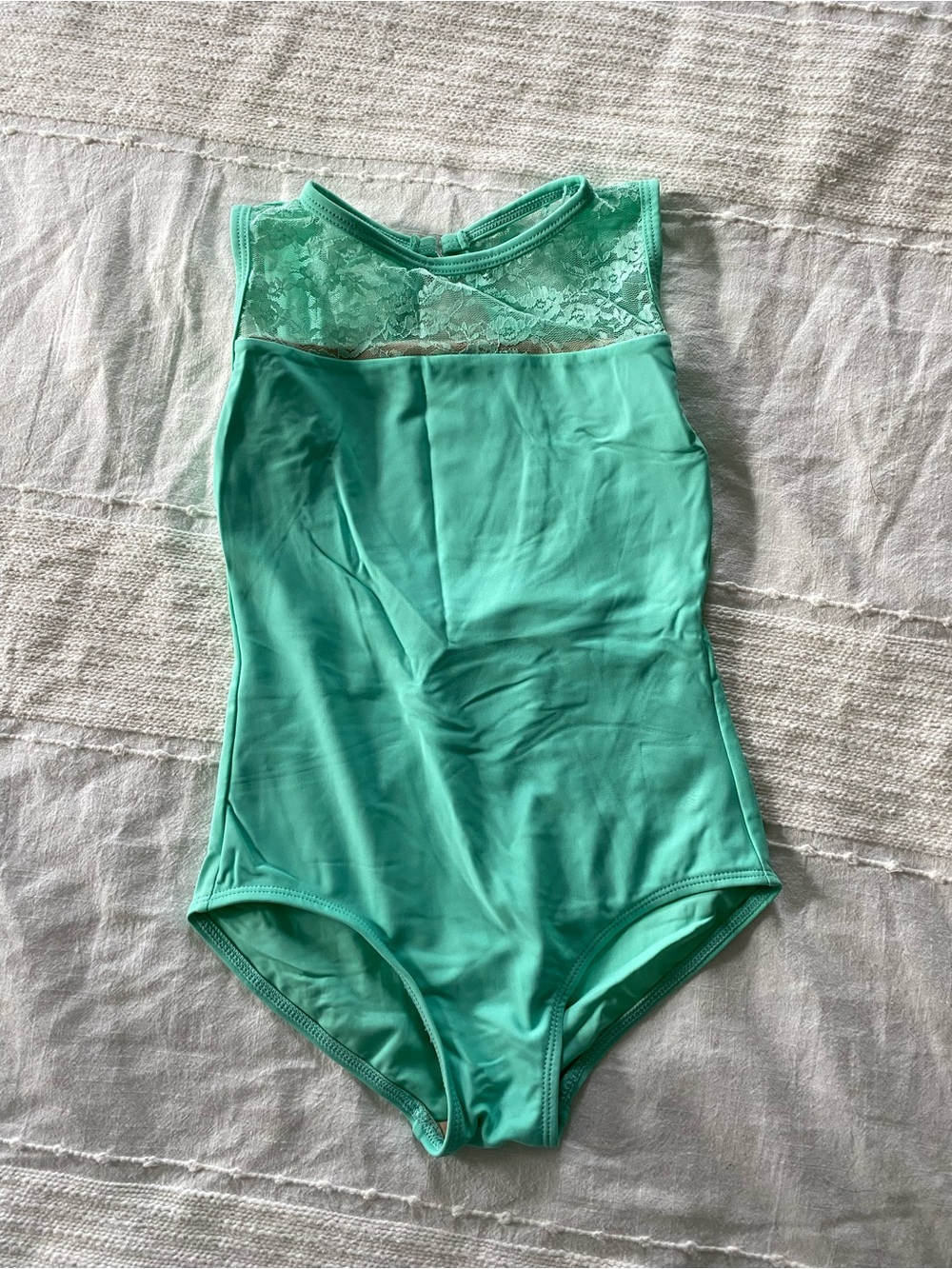 Girls' Mint Green Lace-Trim One Piece leotard IC